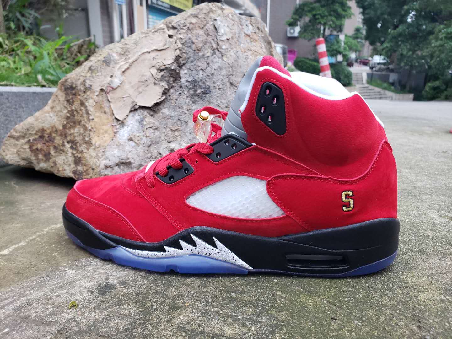 New Jordan 5 Retro Red Black Shoes